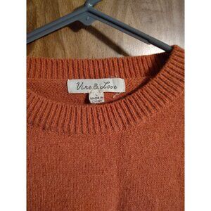 Women's Vine & Love Fringe Sweater Orange Size Large